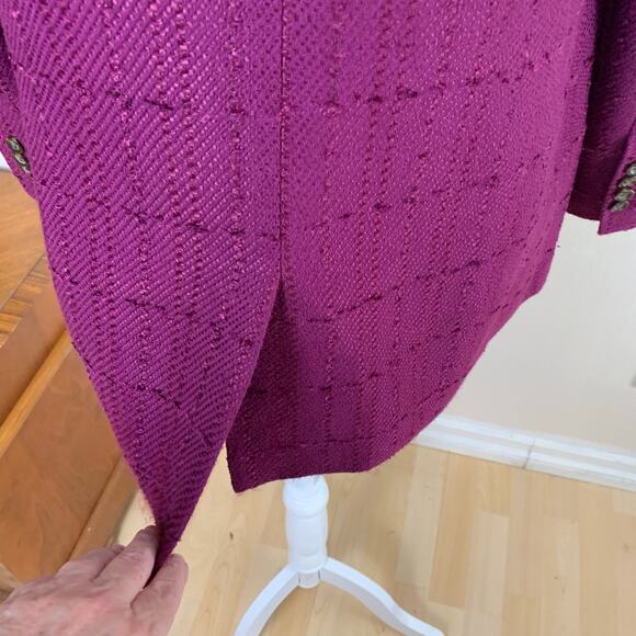 Ann Taylor Size 12 Tweed Double Breasted Blazer Jacket Coat Raspberry Plum Warm - Picture 8 of 11